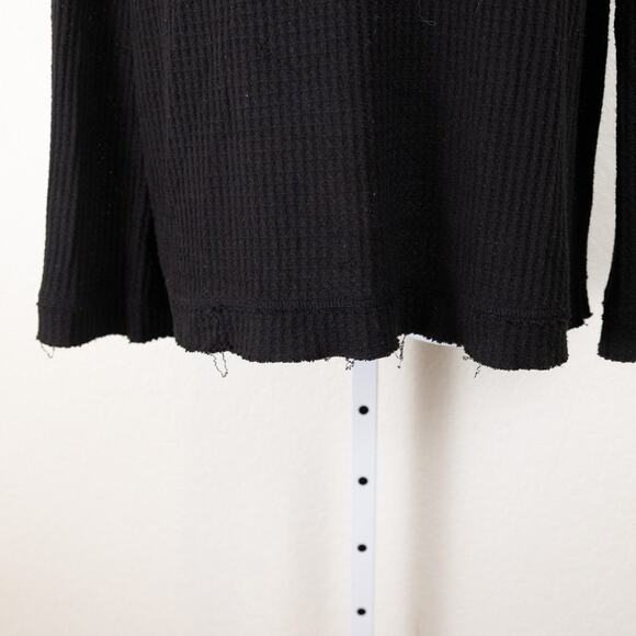 Meadow Rue Cowl Neck Black Waffle Knit Distressed Sweater, Medium - Picture 4 of 8